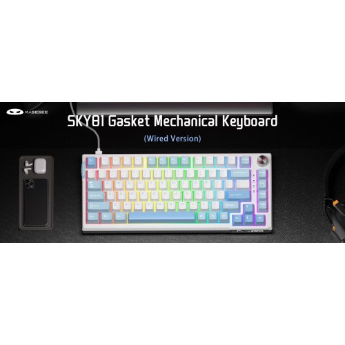 Клавиатура MageGee SKY 81 RGB Pink Bear Switch (6971969728844) Ice Sea Blue купить в Украине: Киев, Днепр, Харьков, Одесса  | Низкая цена, отзывы, характеристики от TELEMART фото