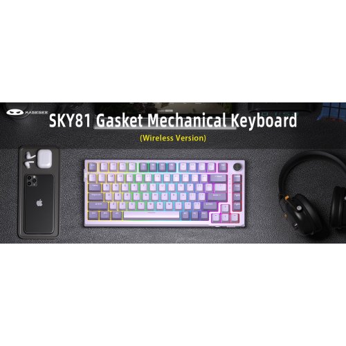 Клавиатура MageGee SKY 81 RGB Violet Switch Wireless (6971969728165) Violet купить в Украине: Киев, Днепр, Харьков, Одесса  | Низкая цена, отзывы, характеристики от TELEMART фото