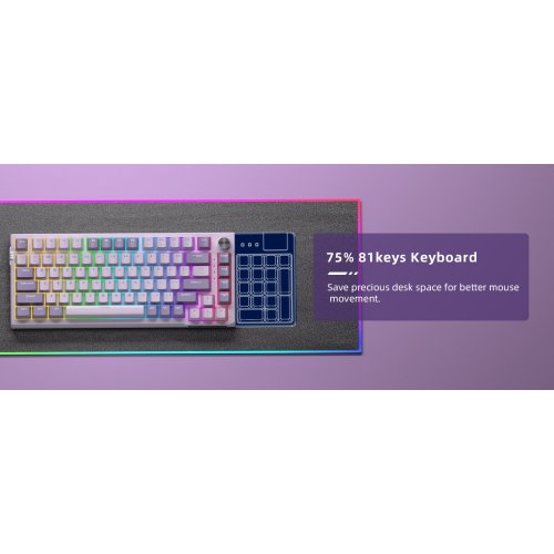 Клавиатура MageGee SKY 81 RGB Violet Switch Wireless (6971969728165) Violet купить в Украине: Киев, Днепр, Харьков, Одесса  | Низкая цена, отзывы, характеристики от TELEMART фото