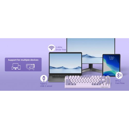 Клавиатура MageGee SKY 81 RGB Violet Switch Wireless (6971969728165) Violet купить в Украине: Киев, Днепр, Харьков, Одесса  | Низкая цена, отзывы, характеристики от TELEMART фото