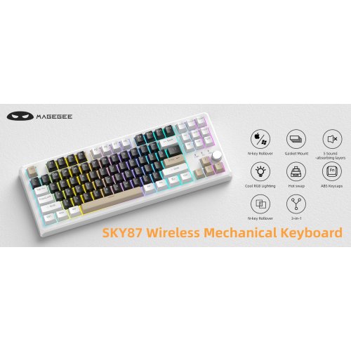 Клавиатура MageGee SKY 87 RGB Blue Whale Switch Wireless (6971969728493) Mocha Brown купить в Украине: Киев, Днепр, Харьков, Одесса  | Низкая цена, отзывы, характеристики от TELEMART фото