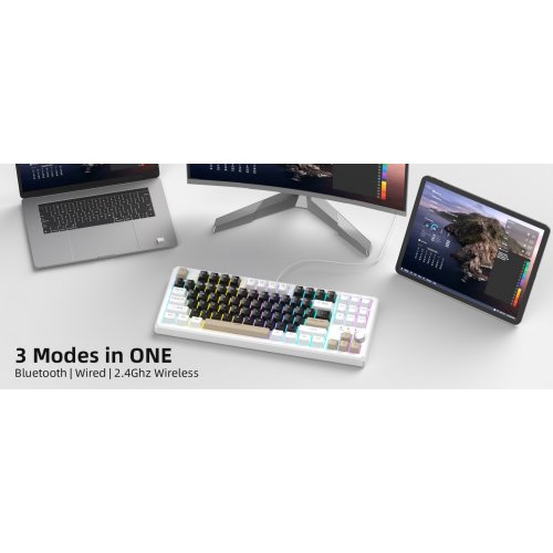 Клавиатура MageGee SKY 87 RGB Blue Whale Switch Wireless (6971969728493) Mocha Brown купить в Украине: Киев, Днепр, Харьков, Одесса  | Низкая цена, отзывы, характеристики от TELEMART фото