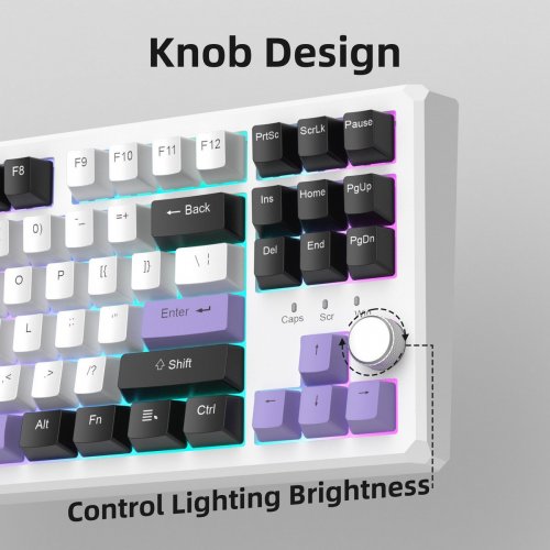 Клавиатура MageGee SKY 87 RGB Ivory White Switch Wireless (6971969728486) Ice Purple купить в Украине: Киев, Днепр, Харьков, Одесса  | Низкая цена, отзывы, характеристики от TELEMART фото