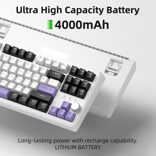 Клавиатура MageGee SKY 87 RGB Ivory White Switch Wireless (6971969728486) Ice Purple купить в Украине: Киев, Днепр, Харьков, Одесса  | Низкая цена, отзывы, характеристики от TELEMART фото