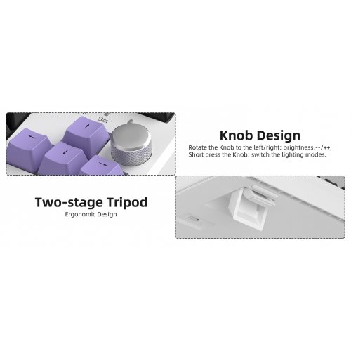 Клавиатура MageGee SKY 87 RGB Ivory White Switch Wireless (6971969728486) Ice Purple купить в Украине: Киев, Днепр, Харьков, Одесса  | Низкая цена, отзывы, характеристики от TELEMART фото