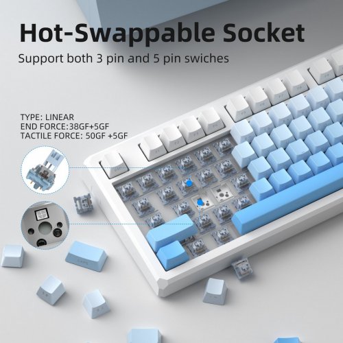 Клавиатура MageGee SKY 87 RGB Blue Whale Switch Wireless (6971969728509) White/Blue Gradient купить в Украине: Киев, Днепр, Харьков, Одесса  | Низкая цена, отзывы, характеристики от TELEMART фото