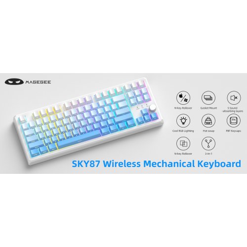 Клавиатура MageGee SKY 87 RGB Blue Whale Switch Wireless (6971969728509) White/Blue Gradient купить в Украине: Киев, Днепр, Харьков, Одесса  | Низкая цена, отзывы, характеристики от TELEMART фото