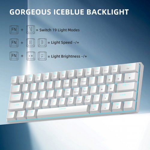 Клавиатура MageGee MK-Star 61 LED Red Switch (6971969720978) White купить в Украине: Киев, Днепр, Харьков, Одесса  | Низкая цена, отзывы, характеристики от TELEMART фото