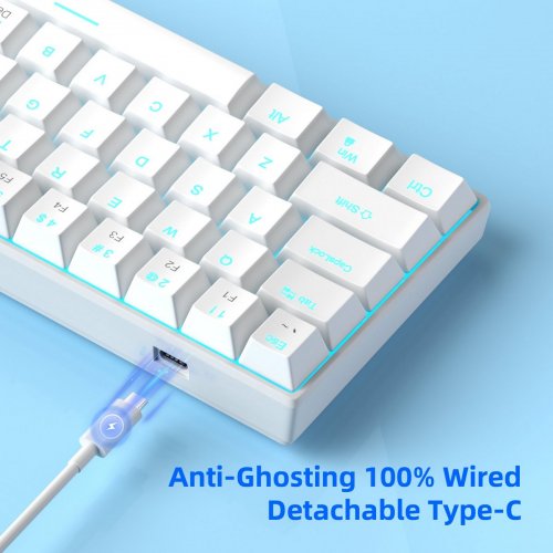 Клавиатура MageGee MK-Star 61 LED Red Switch (6971969720978) White купить в Украине: Киев, Днепр, Харьков, Одесса  | Низкая цена, отзывы, характеристики от TELEMART фото