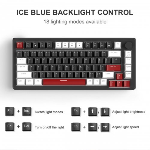 Клавиатура MageGee MK-Star 75 Yellow Switch (6971969727236) White/Black/Red купить в Украине: Киев, Днепр, Харьков, Одесса  | Низкая цена, отзывы, характеристики от TELEMART фото