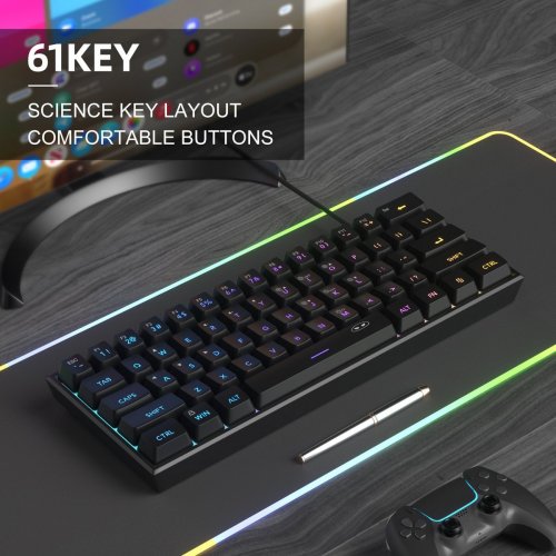 Клавиатура MageGee TS91 RGB (6971969720299) Black купить в Украине: Киев, Днепр, Харьков, Одесса  | Низкая цена, отзывы, характеристики от TELEMART фото