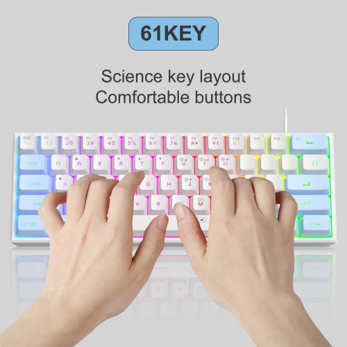 Клавиатура MageGee TS91 RGB (6971969727519) Blue/White купить в Украине: Киев, Днепр, Харьков, Одесса  | Низкая цена, отзывы, характеристики от TELEMART фото