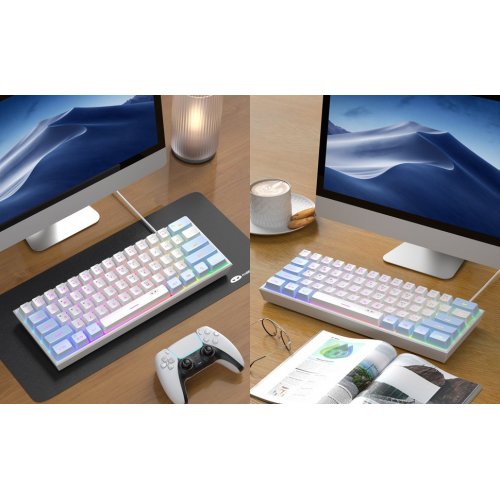 Клавиатура MageGee TS91 RGB (6971969727519) Blue/White купить в Украине: Киев, Днепр, Харьков, Одесса  | Низкая цена, отзывы, характеристики от TELEMART фото