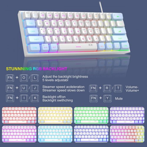 Клавиатура MageGee TS91 RGB (6971969727519) Blue/White купить в Украине: Киев, Днепр, Харьков, Одесса  | Низкая цена, отзывы, характеристики от TELEMART фото