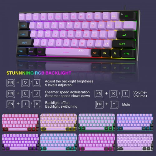 Клавиатура MageGee TS91 RGB (6971969729070) Blackcurrant купить в Украине: Киев, Днепр, Харьков, Одесса  | Низкая цена, отзывы, характеристики от TELEMART фото