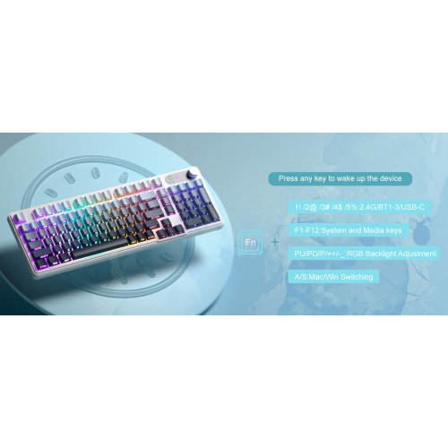 Клавиатура MageGee GK960 RGB Wireless (6971969728943) Blue/Black купить в Украине: Киев, Днепр, Харьков, Одесса  | Низкая цена, отзывы, характеристики от TELEMART фото