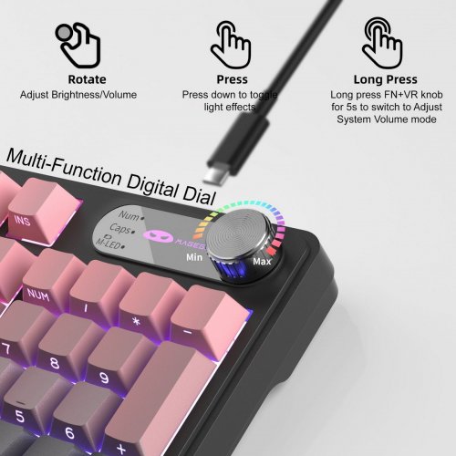 Клавиатура MageGee GK960 RGB Wireless (6971969728929) Pink/Black купить в Украине: Киев, Днепр, Харьков, Одесса  | Низкая цена, отзывы, характеристики от TELEMART фото