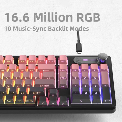 Клавиатура MageGee GK960 RGB Wireless (6971969728929) Pink/Black купить в Украине: Киев, Днепр, Харьков, Одесса  | Низкая цена, отзывы, характеристики от TELEMART фото