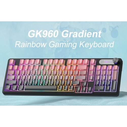 Клавиатура MageGee GK960 RGB Wireless (6971969728929) Pink/Black купить в Украине: Киев, Днепр, Харьков, Одесса  | Низкая цена, отзывы, характеристики от TELEMART фото