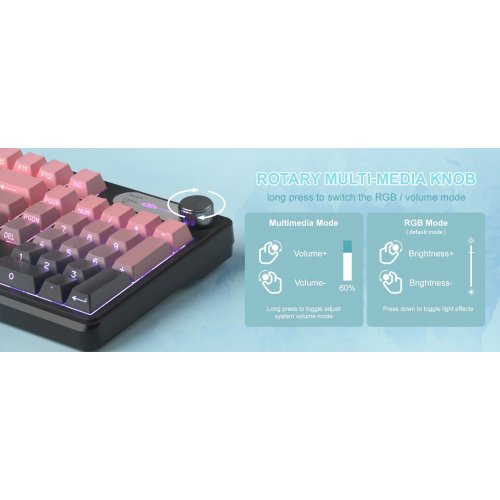 Клавиатура MageGee GK960 RGB Wireless (6971969728929) Pink/Black купить в Украине: Киев, Днепр, Харьков, Одесса  | Низкая цена, отзывы, характеристики от TELEMART фото