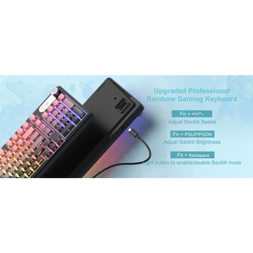 Клавиатура MageGee GK960 RGB Wireless (6971969728929) Pink/Black купить в Украине: Киев, Днепр, Харьков, Одесса  | Низкая цена, отзывы, характеристики от TELEMART фото
