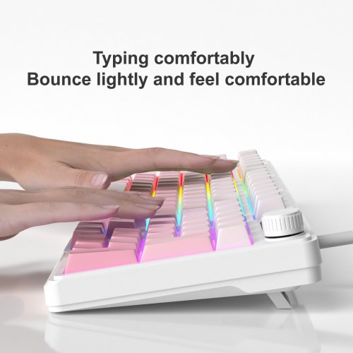 Клавиатура MageGee GK960 RGB (6971969729049) White/Pink купить в Украине: Киев, Днепр, Харьков, Одесса  | Низкая цена, отзывы, характеристики от TELEMART фото