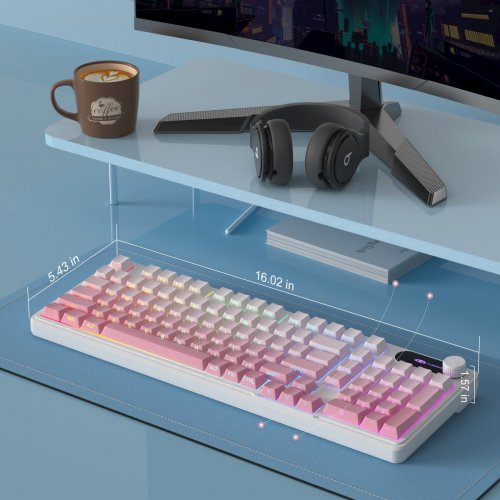 Клавиатура MageGee GK960 RGB (6971969729049) White/Pink купить в Украине: Киев, Днепр, Харьков, Одесса  | Низкая цена, отзывы, характеристики от TELEMART фото