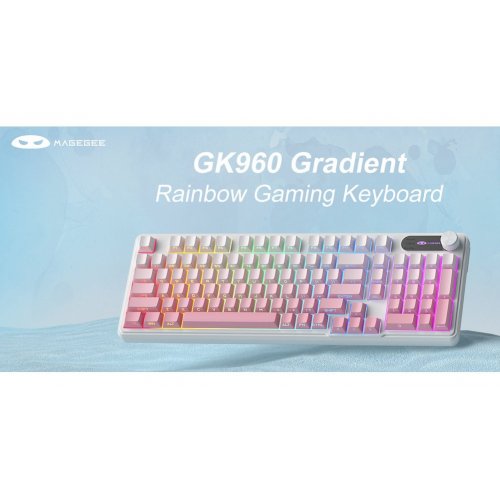 Клавиатура MageGee GK960 RGB (6971969729049) White/Pink купить в Украине: Киев, Днепр, Харьков, Одесса  | Низкая цена, отзывы, характеристики от TELEMART фото
