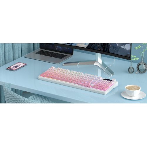 Клавиатура MageGee GK960 RGB (6971969729049) White/Pink купить в Украине: Киев, Днепр, Харьков, Одесса  | Низкая цена, отзывы, характеристики от TELEMART фото