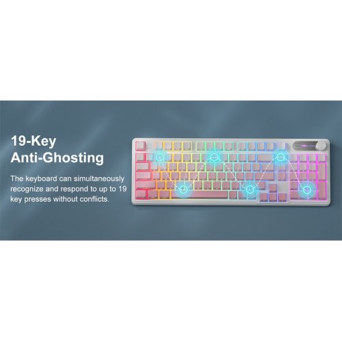 Клавиатура MageGee GK960 RGB (6971969729049) White/Pink купить в Украине: Киев, Днепр, Харьков, Одесса  | Низкая цена, отзывы, характеристики от TELEMART фото