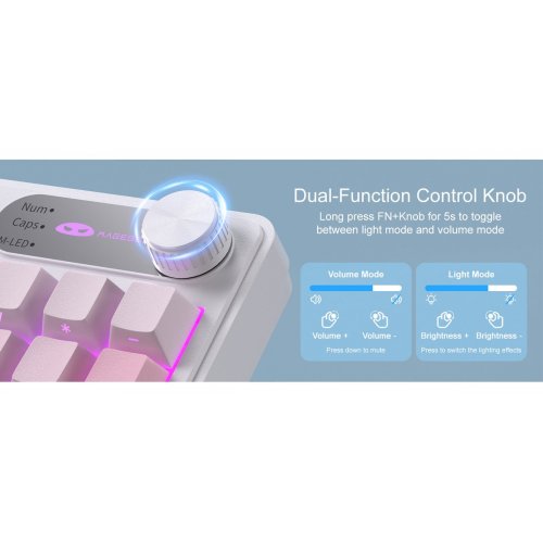 Клавиатура MageGee GK960 RGB (6971969729049) White/Pink купить в Украине: Киев, Днепр, Харьков, Одесса  | Низкая цена, отзывы, характеристики от TELEMART фото