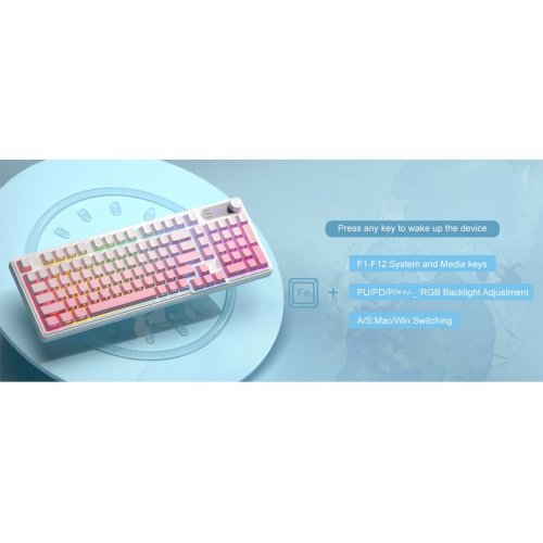 Клавиатура MageGee GK960 RGB (6971969729049) White/Pink купить в Украине: Киев, Днепр, Харьков, Одесса  | Низкая цена, отзывы, характеристики от TELEMART фото