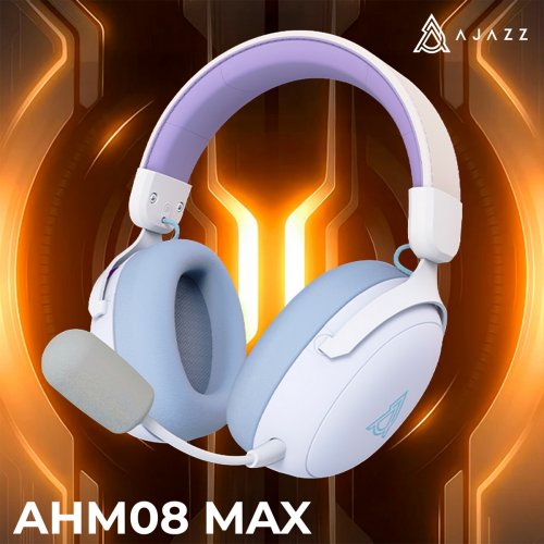Наушники Ajazz AHM08 MAX (AHM08-MAX-PWB) White/Blue купить в Украине: Киев, Днепр, Харьков, Одесса  | Низкая цена, отзывы, характеристики от TELEMART фото