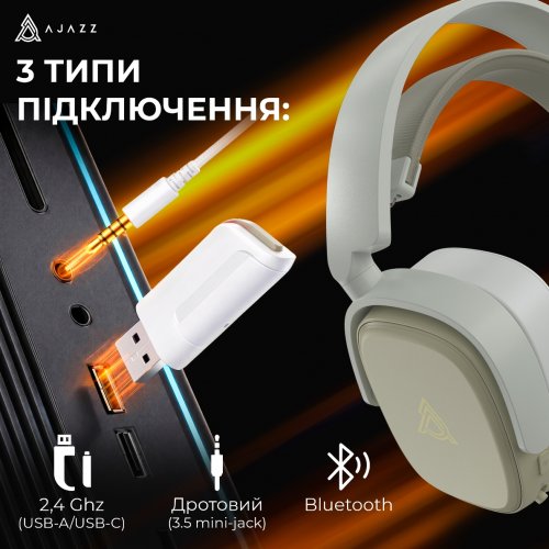 Наушники Ajazz AHM09 MAX (AHM09-MAX-GW) Grey купить в Украине: Киев, Днепр, Харьков, Одесса  | Низкая цена, отзывы, характеристики от TELEMART фото