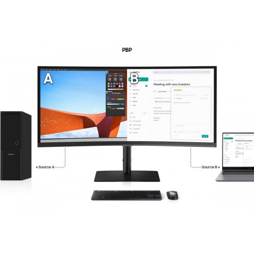 Монитор Samsung 34" ViewFinity S6 S65UC (LS34C650UAIXUA) Black купить в Украине: Киев, Днепр, Харьков, Одесса  | Низкая цена, отзывы, характеристики от TELEMART фото