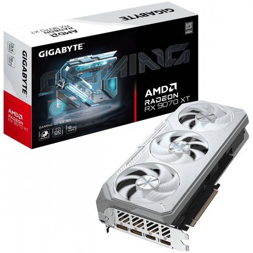 Відеокарта Gigabyte Radeon RX 9070 XT GAMING OC ICE 16384MB (GV-R907XGAMINGOCICE-16GD) купити в Україні: Київ, Львів, Хмельницький, Тернопіль, Івано-Франківськ | Перевірка сумісності, низька ціна, відгуки, характеристики від TELEMART фото
