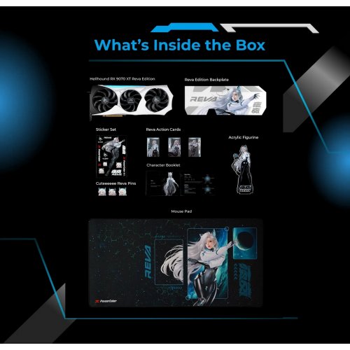 Видеокарта PowerColor Radeon RX 9070 XT Hellhound OC Reva Edition 16384MB (RX9070XT 16G-L/OC/REVA) купить в Украине: Киев, Днепр, Харьков, Одесса  | Проверка совместимости, низкая цена, отзывы, характеристики от TELEMART фото