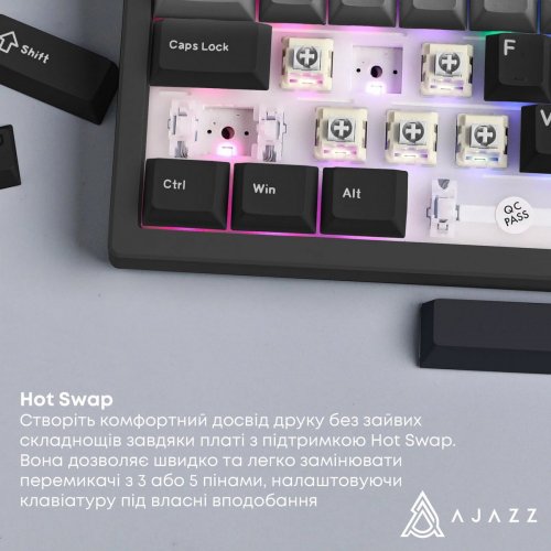 Клавіатура Ajazz AK650 RGB Day Dream Switch Gradient (AK650-DD-BG) Black купити в Україні: Київ, Львів, Хмельницький, Тернопіль, Івано-Франківськ | Низька ціна, відгуки, характеристики від TELEMART фото