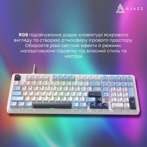 Клавіатура Ajazz AK980 MAX RGB Magnetic Switch (AK980-MAX-M-BWDB) White купити в Україні: Київ, Львів, Хмельницький, Тернопіль, Івано-Франківськ | Низька ціна, відгуки, характеристики від TELEMART фото