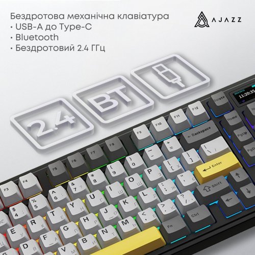 Клавіатура Ajazz AK980 V2 RGB Gift Switch V2 Wireless (AK980-V2-G-BGY) Black купити в Україні: Київ, Львів, Хмельницький, Тернопіль, Івано-Франківськ | Низька ціна, відгуки, характеристики від TELEMART фото