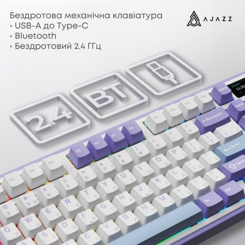 Клавіатура Ajazz AK980 V2 RGB Gift Switch V2 Wireless (AK980-V2-G-PWB) White купити в Україні: Київ, Львів, Хмельницький, Тернопіль, Івано-Франківськ | Низька ціна, відгуки, характеристики від TELEMART фото