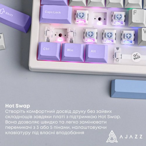 Клавіатура Ajazz AK980 V2 RGB Gift Switch V2 Wireless (AK980-V2-G-PWB) White купити в Україні: Київ, Львів, Хмельницький, Тернопіль, Івано-Франківськ | Низька ціна, відгуки, характеристики від TELEMART фото