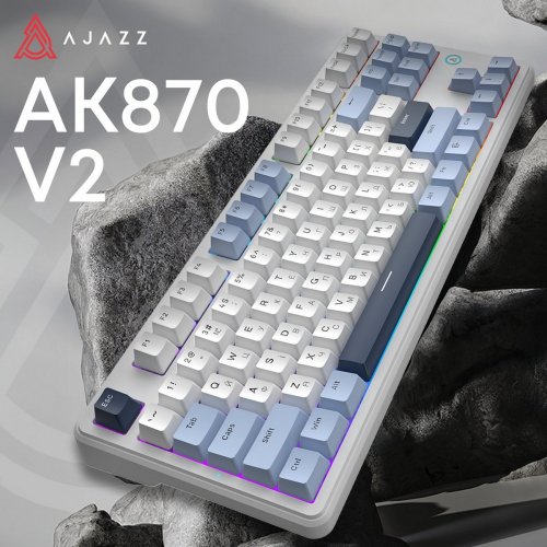 Клавиатура Ajazz AK870 V2 RGB Flying Fish Switch (AK870-V2-FF-BWB) White купить в Украине: Киев, Днепр, Харьков, Одесса  | Низкая цена, отзывы, характеристики от TELEMART фото