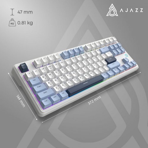 Клавиатура Ajazz AK870 V2 RGB Flying Fish Switch (AK870-V2-FF-BWB) White купить в Украине: Киев, Днепр, Харьков, Одесса  | Низкая цена, отзывы, характеристики от TELEMART фото