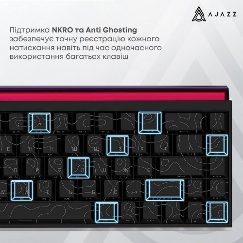 Клавиатура Ajazz NK68 Red Switch (NK68-R-S-B) Black купить в Украине: Киев, Днепр, Харьков, Одесса  | Низкая цена, отзывы, характеристики от TELEMART фото