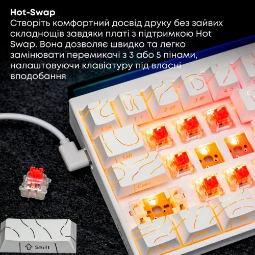 Клавиатура Ajazz NK68 Red Switch (NK68-R-S-W) White купить в Украине: Киев, Днепр, Харьков, Одесса  | Низкая цена, отзывы, характеристики от TELEMART фото