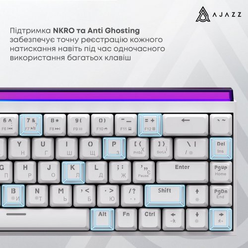 Клавіатура Ajazz NK68 Red Switch (NK68-R-W) White купити в Україні: Київ, Львів, Хмельницький, Тернопіль, Івано-Франківськ | Низька ціна, відгуки, характеристики від TELEMART фото