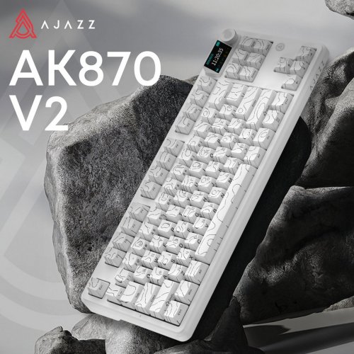 Клавіатура Ajazz AK870 V2 RGB Maillard Switch Wireless (AK870-V2-S-W) White купити в Україні: Київ, Львів, Хмельницький, Тернопіль, Івано-Франківськ | Низька ціна, відгуки, характеристики від TELEMART фото