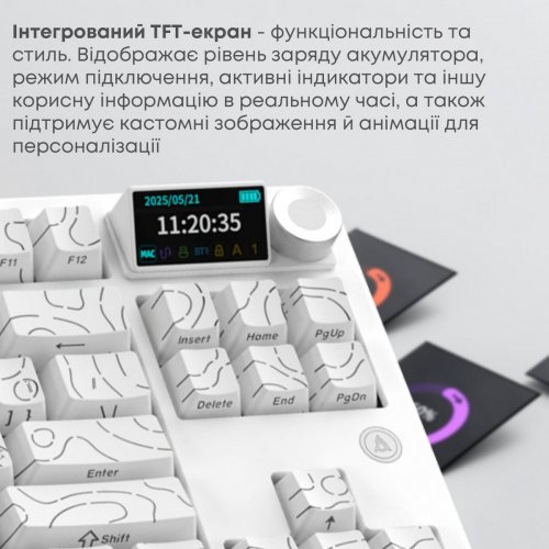 Клавіатура Ajazz AK870 V2 RGB Maillard Switch Wireless (AK870-V2-S-W) White купити в Україні: Київ, Львів, Хмельницький, Тернопіль, Івано-Франківськ | Низька ціна, відгуки, характеристики від TELEMART фото