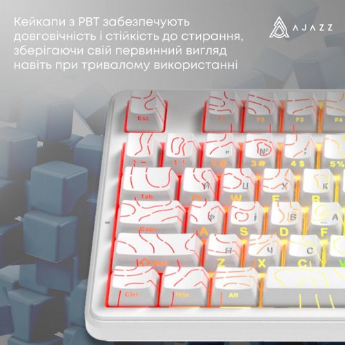 Клавіатура Ajazz AK870 V2 RGB Maillard Switch Wireless (AK870-V2-S-W) White купити в Україні: Київ, Львів, Хмельницький, Тернопіль, Івано-Франківськ | Низька ціна, відгуки, характеристики від TELEMART фото